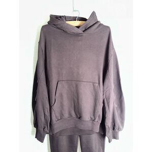 aerie S Deep Earth Brown Jet Setter Matching Hoodie Jogger Sweat Set